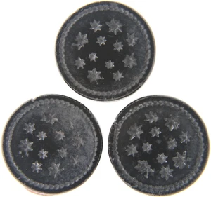 C1880 Antique Victorian Black Glass Button LOT Intaglio Stars Rope Twist Border - Picture 1 of 3