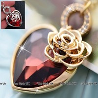 Women Jewelry Rose Gold Necklace for Girls Birthday Gifts Ruby Birthstone Chain