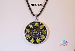 Wispy Millefiori and Glitter Iunder Resin Handmade Necklace NEC124 - Picture 1 of 4