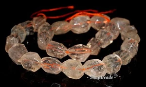 20X19-14X13MM CITRINE QUARTZ GEMSTONE FACETED NUGGET LOOSE BEADS 7.5inch - Picture 1 of 1