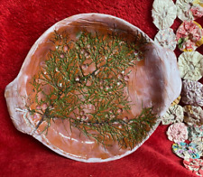 Handmade Pottery Cedar Embedded Design Salad Plate Red Clay Snow Spatter Glaze