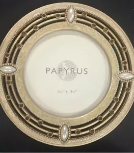 PAPYRUS NIB Lot Of 10 Round Goldtone Metal Pearl Rhinestone Frame Wedding Gifts - Picture 1 of 6