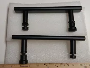 Cabinet Handles Drawer Furniture Pulls 5.75" Cc 8.25" OA Black With Hardware 2pk - Picture 1 of 7