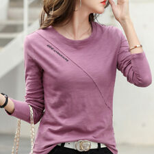 Long Sleeve T Shirts Spring Fall Loose Embroidery Cotton Womens Blouse Tops Tees