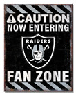 Las Vegas Raiders Fan Zone Tin Metal Sign Man Cave Garage Bar 12.5 X 16 Inch