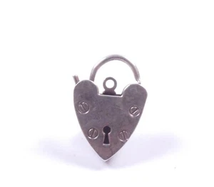 Candado vintage 1978 broche de seguridad encanto en forma de corazón plata de ley 925 2,4 g - Imagen 1 de 8
