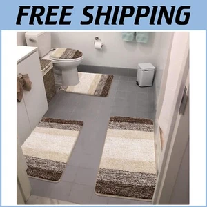 Elevate Your Bathroom with Our 4-Piece Absorbent Microfiber Rug Set - Non-Slip - Picture 1 of 10