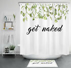 Funny Word Plant Leaf Shower Curtain Set Modern Minimalist for Bathroom Decor