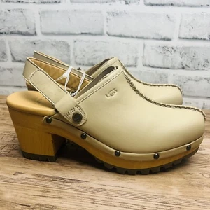 ZUECO DE MUJER UGG LANNI GRUESO CUERO BRONCEADO EE. UU. 9/EU 40 NUEVO - Imagen 1 de 10