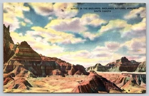 Postcard Sunset in the Badlands Badlands National Monument South Dakota Q7 - Picture 1 of 2