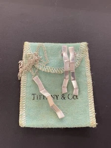 Tiffany & Co. Frank Gehry 925 Sterling Silver Narrow Fold Earrings & Pendant Set - Picture 1 of 12