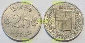 Iceland 25 Aurar 1946-1967 17mm co-ni coin km11 - Picture 1 of 1