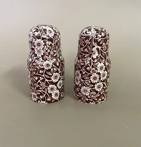 Royal Crownford Staffordshire Brown Calico Salt and Pepper Shakers England - Picture 1 of 6