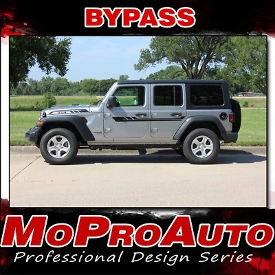 Jeep Wrangler JL BYPASS Side Door Vinyl Graphics Hood Decal Stripe Kit 2007-2020 - Image 1 of 4