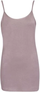 Damen Long Trägertop Cami Träger Stretch Uni Weste T-Shirt Camisole Größe 8-26 - Bild 1 von 19