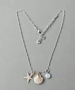 Brighton Sea Dreamer Starfish Shell Pearl Charm Silver Gold Two Tone Necklace 18 - Picture 1 of 12