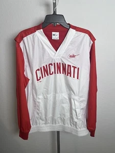 NIKE CINCINNATI REDS MENS WHITE COOPERSTOWN V-NECK PULLOVER Jacket Size Medium - Picture 1 of 4