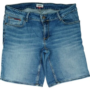 Tommy Jeans W27 Blue Short Womens Long Stretch Capri Bermuda Short Pants 36 S - Picture 1 of 3