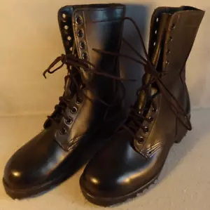 Combat Boots Men Size 7 1/2 W Black PJ 6-80 Militaria Vtg RO-Search Grunge Goth - Picture 1 of 11