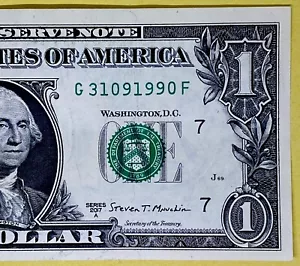 1990 Year Note G 31091990 F 9s 1s 0s Fancy Serial Number One Dollar Bill DC - Picture 1 of 7