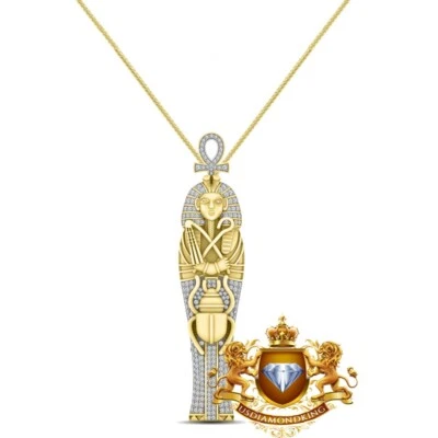 Pingente amuleto de escaravelho cruz faraó múmia egípcia antiga moissanita Ankh - Imagem 1 de 2