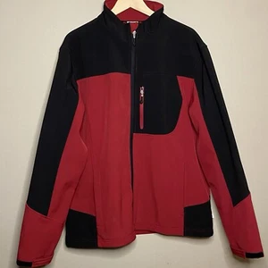 Magellan Outdoors Soft Shell Jacket Men XL Red Black Full Zip Pockets - Picture 1 of 10