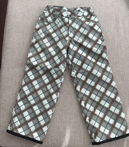 Orage Youth Medium 10 Ski Board Pants Plaid Blue Brown Snow - Picture 1 of 5