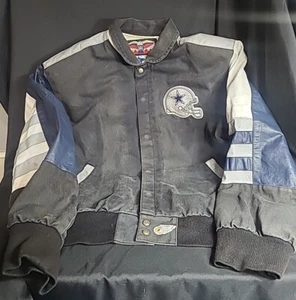 Vtg 90’s NFL Jeff Hamilton Jacket Dallas Cowboys Bomber Leather Canvas See Pics* - Picture 1 of 13
