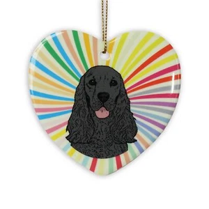 Cocker Spaniel Heart Ornament - Ceramic Black - Picture 1 of 1