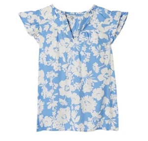 Joules Blue Floral Maxie Pop Over Frill Blouse Brand New Size 12 RRP £39.95 - Picture 1 of 5
