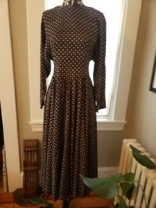 Vintage Cottagecore Carole Little for St. Tropez langärmeliges schwarz/weißes Kleid 10 - Bild 1 von 11
