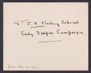 Sir Philip Kelley, British Military Campaign Commander, autograph on 1927 card - Picture 1 of 2