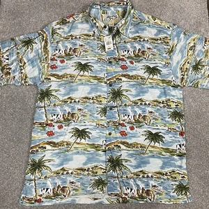 Big Dogs Shirt Mens XL Hawaiian 100% Rayon Boating Beach Floral Short Sleeve NWT - Picture 1 of 7