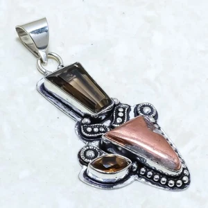 Rame Minerale Diaspro Gemma Artigianale Etnico Argento Ciondolo Gioielli 2.3 " - Foto 1 di 2