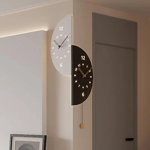 Double Side Corner Modern Wall Clock Sensor Light Led Battery Operated Decortive - Picture 1 of 6