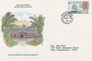 VIRGIN ISLANDS 1987 FIRST DAY COVER - 200TH ANNIVERSARY OF POSTAL SERVICES - Picture 1 of 1