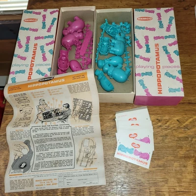 VTG 1961 Remco HIPPOPOTAMUS Game pieces, instruction sheet/cards HIPPOS! - Image 1 of 4