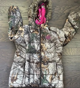 Realtree Camo Mantel Damen Gr. XL abnehmbare Kapuze rosa camouflage Jagd Puffer - Bild 1 von 5