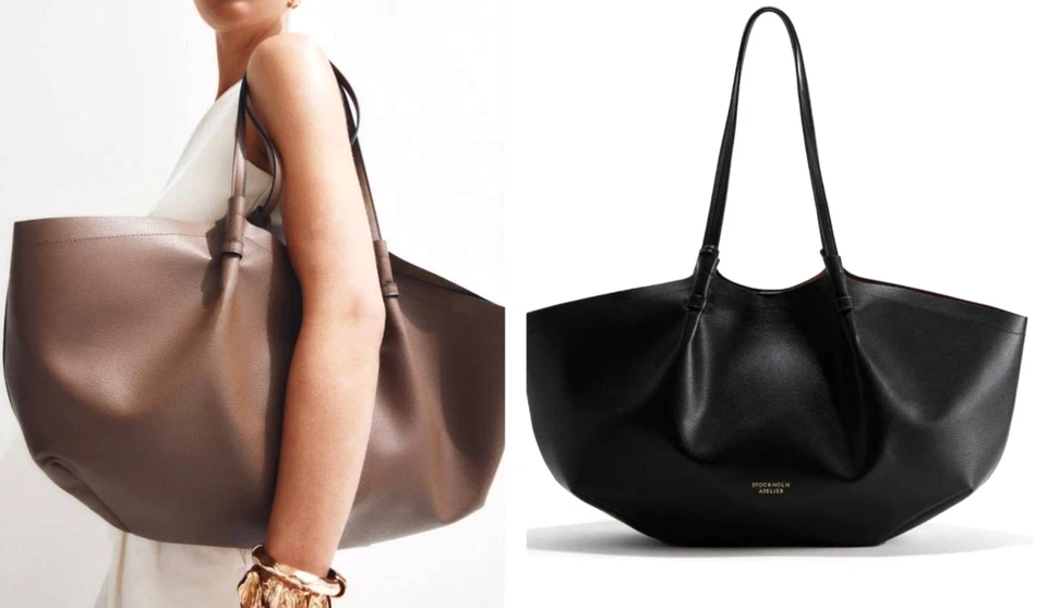 H&M  Shopper Bag with Removable Pouch ( Black / Brown ) Magnetic Closure - Image 1 of 1