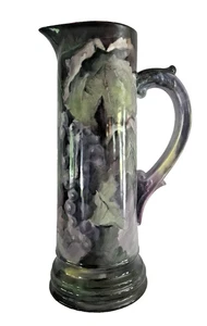 Antica tanica in porcellana stile Limoges Art Nouveau uva - Foto 1 di 7