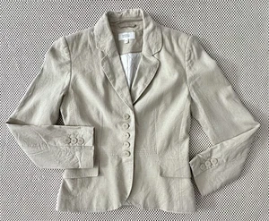 Marks & Spencer Linen Blend Blazer Women Size S Jacket Beige Career Office Suit - Picture 1 of 8