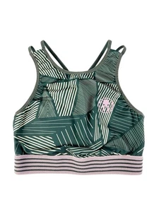 Craft Green Geometric Strappy Back Sports Bra High Neck Size Small - Picture 1 of 5