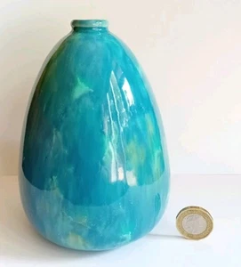 MINTON HOLLINS & CO Astra Ware Vase with Mottled Blue Green Glaze, c1920 - Picture 1 of 14