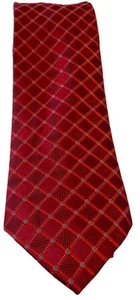 Jones New York Men's Tie Red with Blue Diamond Geometric Print 100% Silk - Picture 1 of 5