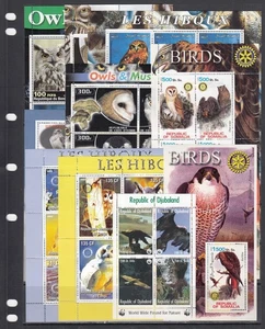 Owls Birds of Prey Benin Congo Somalia Small Collection 10 M/s & S/s perf Lot - Picture 1 of 6