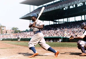 Jackie Robinson Wrigley Field 8x10 Colorized Print-FREE SHIPPING - Picture 1 of 1