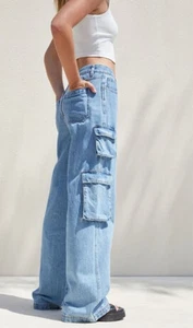 Pacsun Damen 90s Baggy Cargo Wide Leg Mid Rise Gr. 26 Denim Jeans - Bild 1 von 11