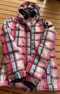 ROXY Hot Pink Plaid Small Ladies/Girls Ski Jacket Sz 14. 5k Rating VGC - Picture 1 of 7