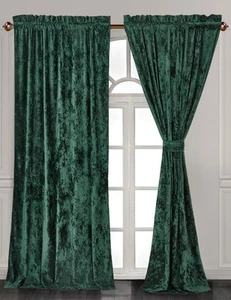 Chezmoi Collection Lux Velvet Curtains Set Rod Pocket Drapes, Set of 2 Panels - Picture 1 of 31