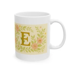 Personalisierte rosa Rose Blumen Keramik Tasse-Monogramm-Geschenk 11 Unzen oder 15 Unzen - Bild 1 von 11